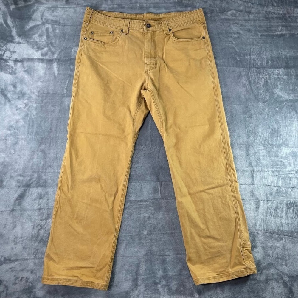 PrAna Cargo Pants Mens 36x30 Fits 36x29 Brown Canvas Stretch Hiking Workwear